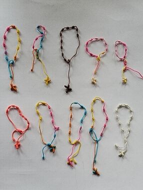 Knotted Cord Rosary Cross Prayer Bracelets Lot of 10